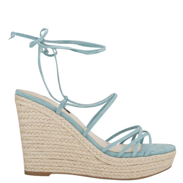 Nine West Havefun Ankle Wrap Espadrille Turquoise Wedge Sandals | South Africa 49T13-6D51
